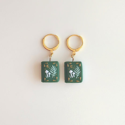 Green Nature Book Earrings