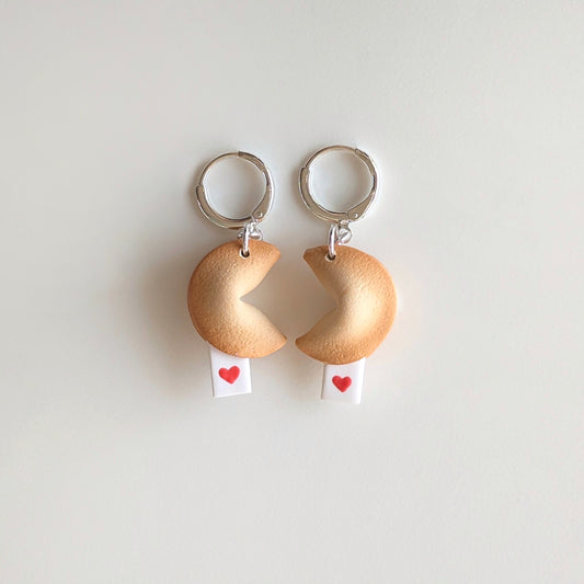 Fortune Cookie Heart Tag Earrings