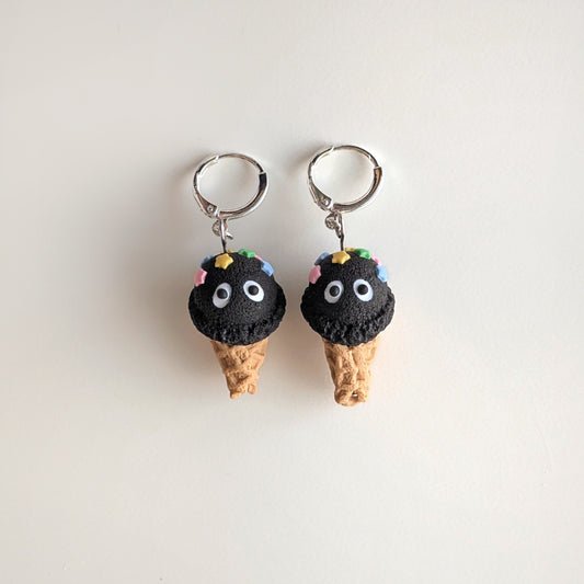Black Sesame Star Ice Cream Cone Earrings