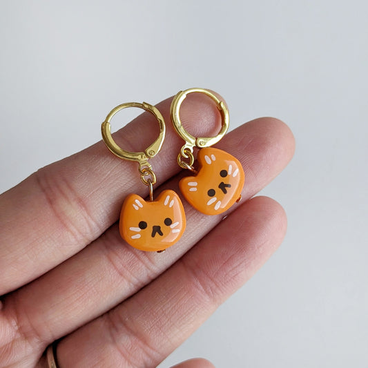 Orange Cat Earrings (Studs and Dangles)