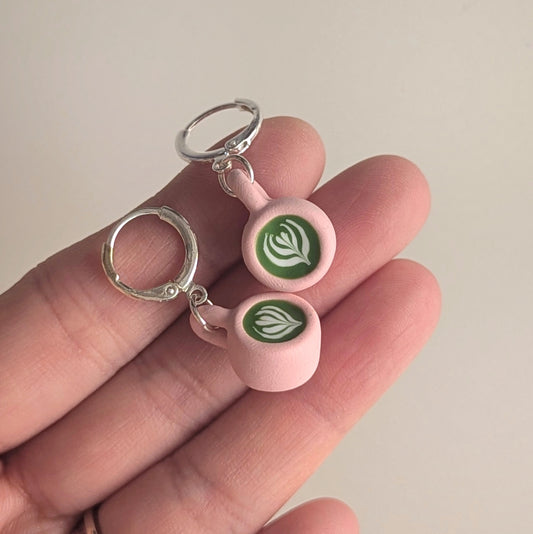 Matcha Latte (Pink Speckle Mug) Earrings