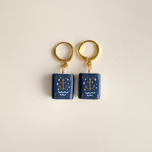 Blue Nautical Book Earrings