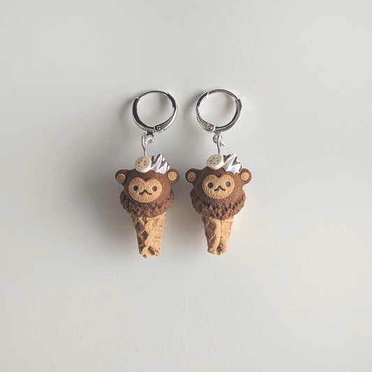Monkey Ice Cream Cone Earrings