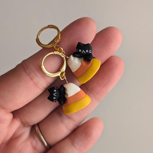 Candy Corn Cat Earrings
