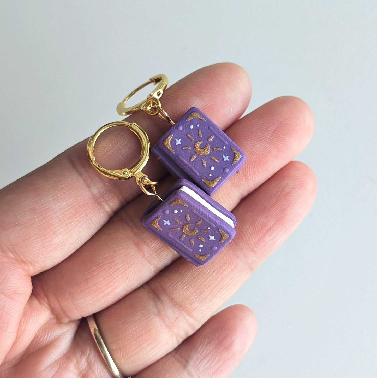 Purple Celestial Book Earrings