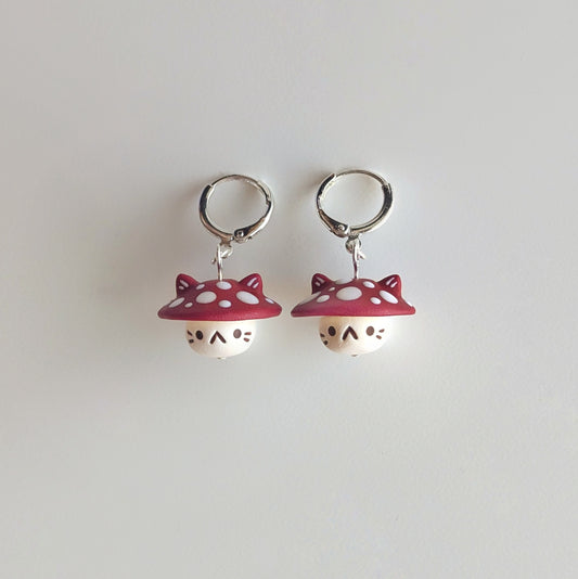 Mushroom Cat Earrings