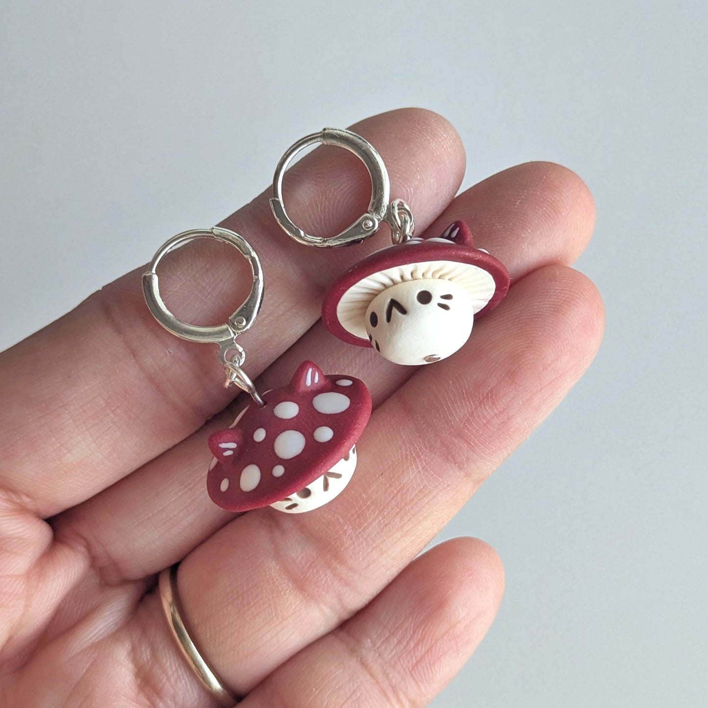 Mushroom Cat Earrings