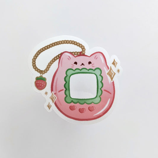 Strawberry Cat Virtual Pet Frame Sticker (Clear)