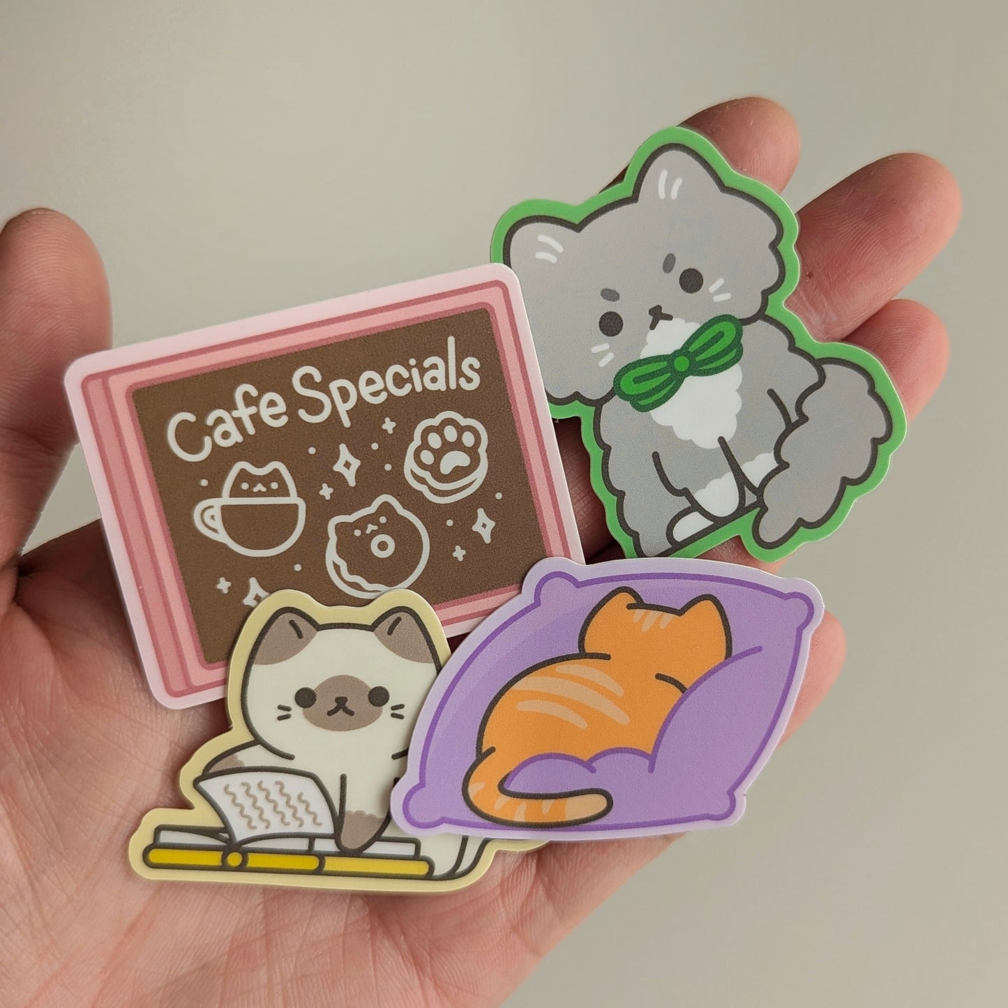 Cat Cafe Charity Pack (Mini Print, Stickers) 💖 50% Profits to Charity 💖