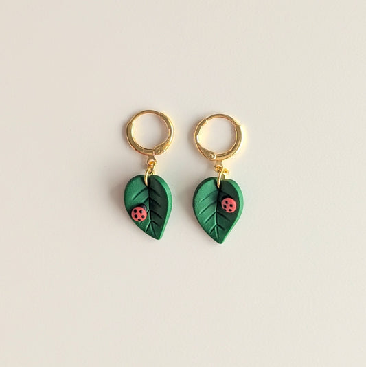 Ladybug Leaf Earrings