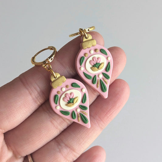 Vintage Pink Ornament Earrings