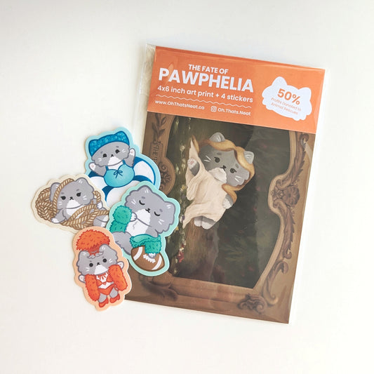 Pawphelia Charity Pack (Mini Print, Stickers) 💖 50% Profits to Charity 💖