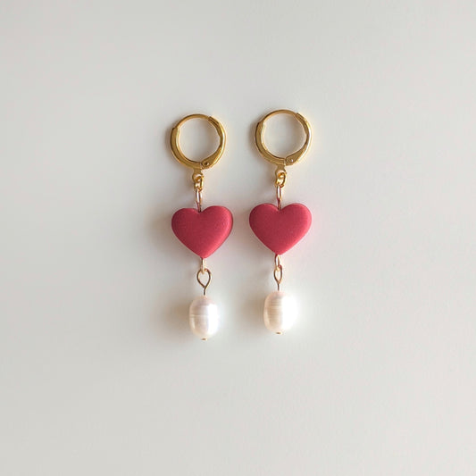 Heart & Pearl Earrings