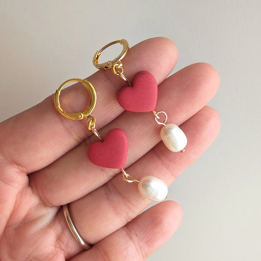 Heart & Pearl Earrings