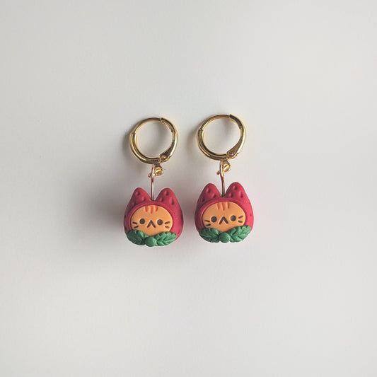 Strawberry Cat Earrings