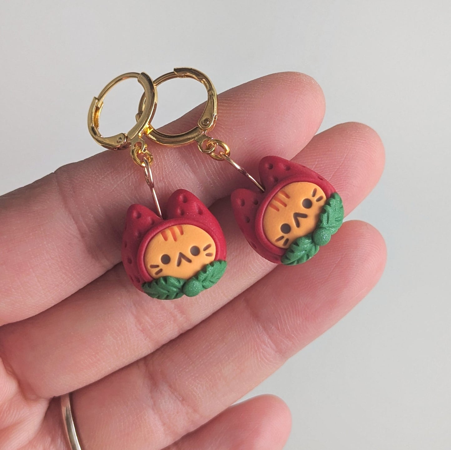 Strawberry Cat Earrings