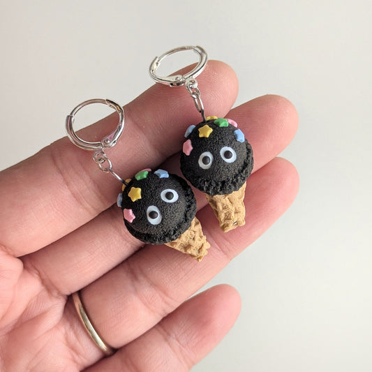 Black Sesame Star Ice Cream Cone Earrings