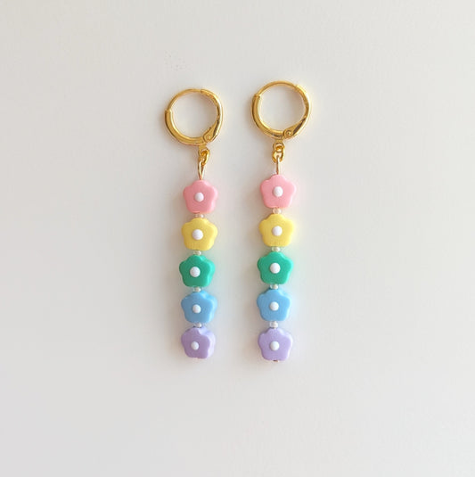 Mini Rainbow Daisy Dangle Earrings