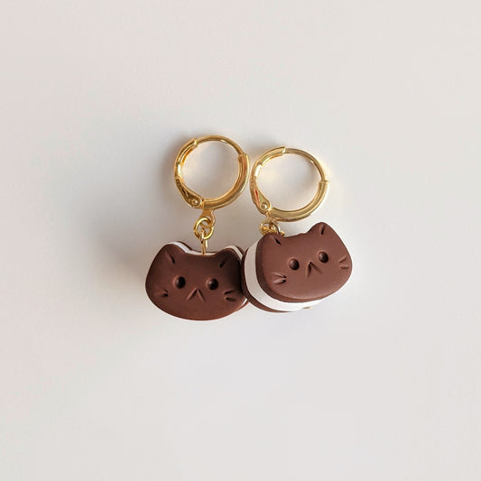 Cat Ice Cream Sandwich Earrings