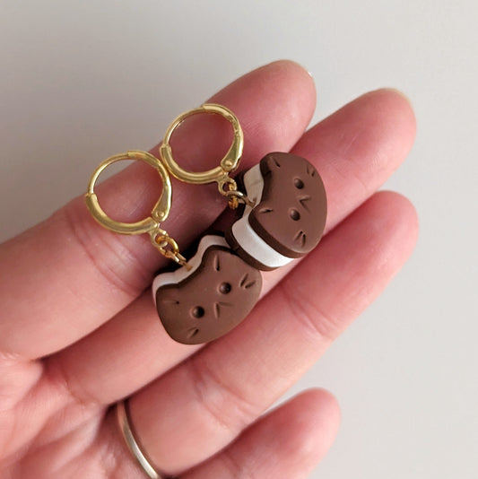 Cat Ice Cream Sandwich Earrings