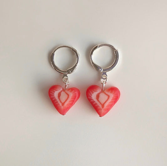 Heart Strawberry Slice Earrings