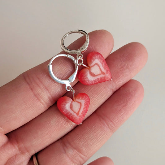 Heart Strawberry Slice Earrings