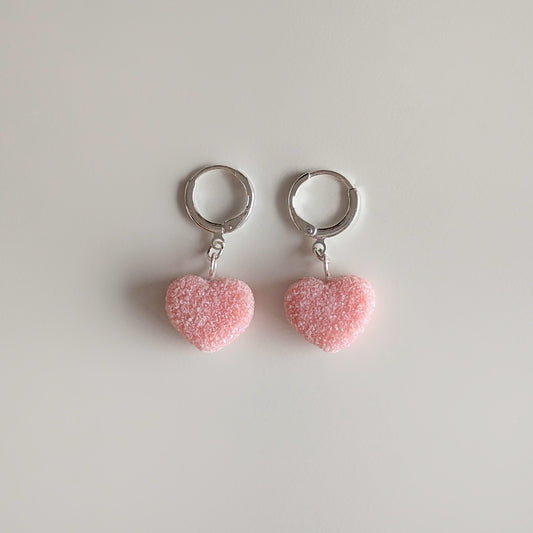 Sour Pink heart Candy Earrings