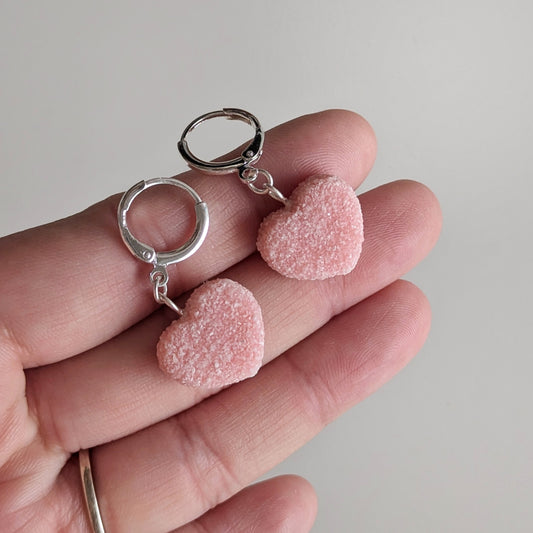 Sour Pink heart Candy Earrings
