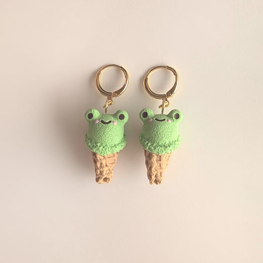 Frog Ice Cream Cone Earrings