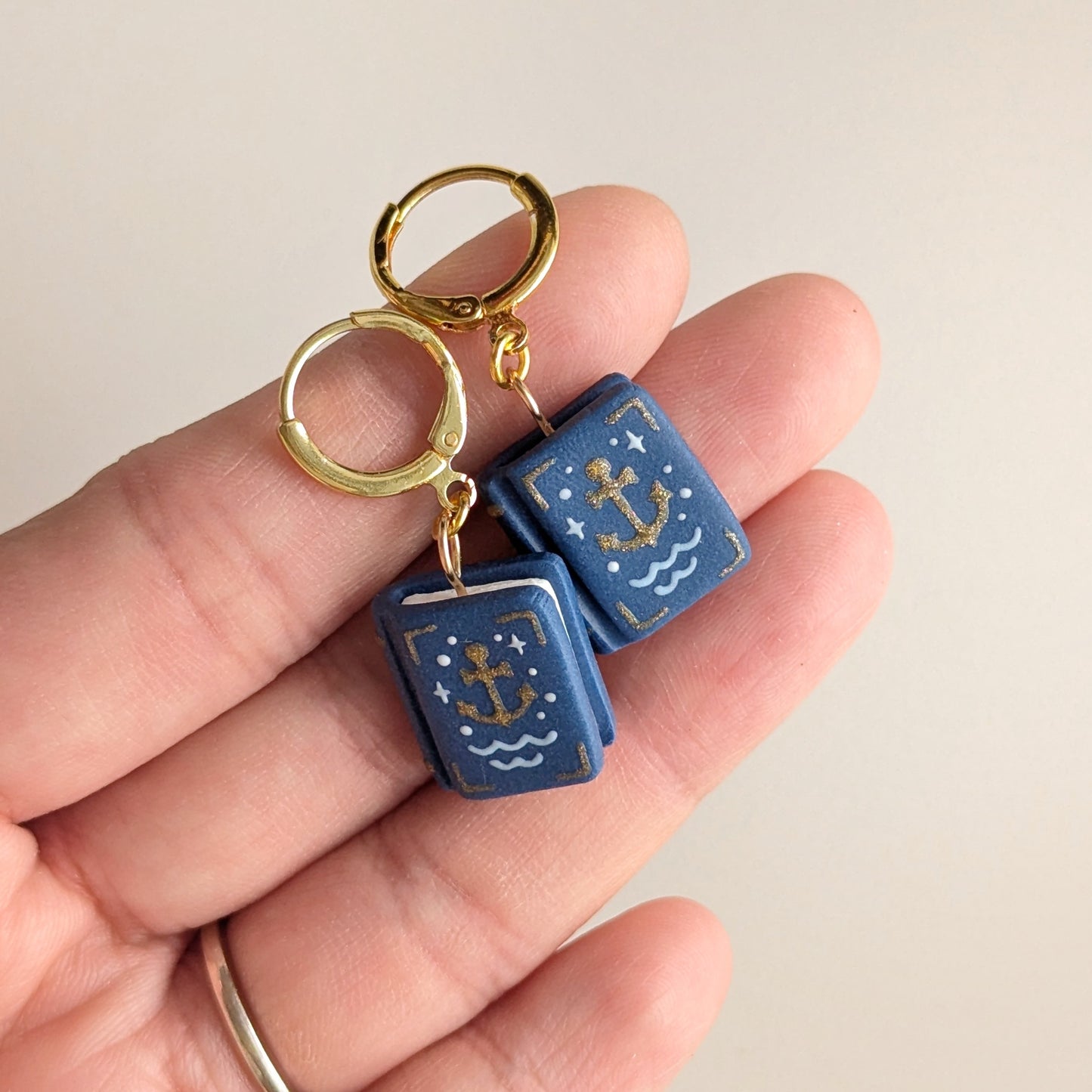 Blue Nautical Book Earrings