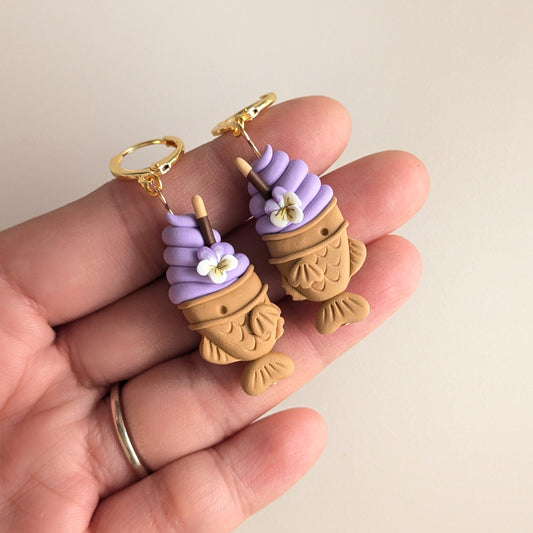 *PRE-ORDER* Ube Taiyaki Cone Earrings