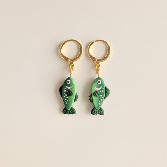 Green Fish Earrings