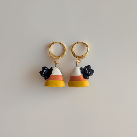 Candy Corn Cat Earrings