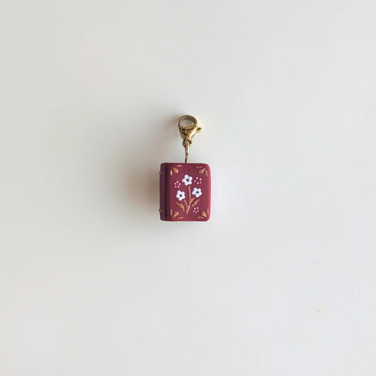 Burgundy Flower Book Charm