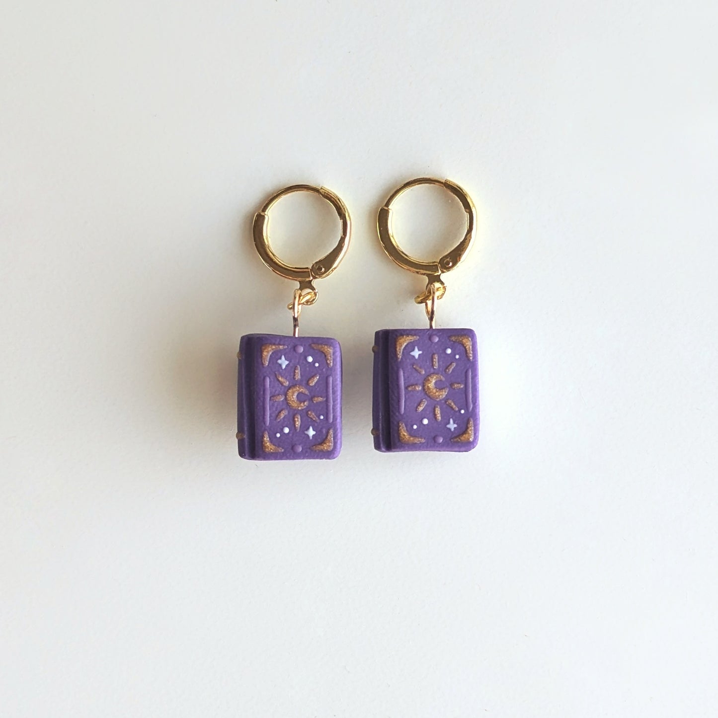 Purple Celestial Book Earrings
